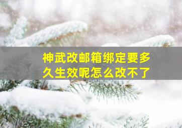 神武改邮箱绑定要多久生效呢怎么改不了