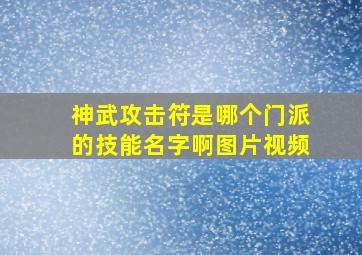 神武攻击符是哪个门派的技能名字啊图片视频