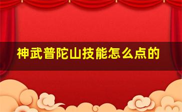 神武普陀山技能怎么点的