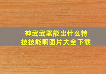 神武武器能出什么特技技能啊图片大全下载