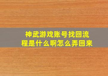 神武游戏账号找回流程是什么啊怎么弄回来