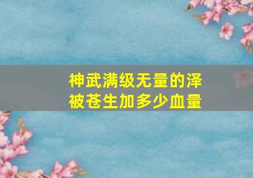 神武满级无量的泽被苍生加多少血量