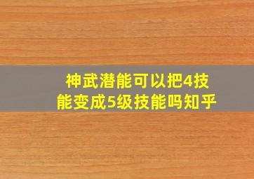 神武潜能可以把4技能变成5级技能吗知乎