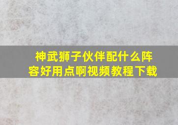 神武狮子伙伴配什么阵容好用点啊视频教程下载