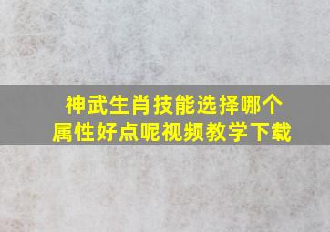 神武生肖技能选择哪个属性好点呢视频教学下载