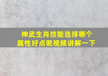 神武生肖技能选择哪个属性好点呢视频讲解一下