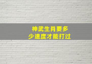 神武生肖要多少速度才能打过