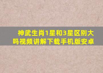 神武生肖1星和3星区别大吗视频讲解下载手机版安卓