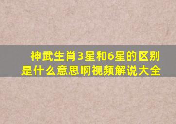 神武生肖3星和6星的区别是什么意思啊视频解说大全