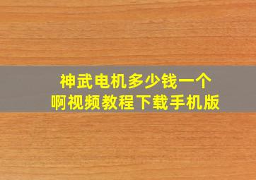 神武电机多少钱一个啊视频教程下载手机版