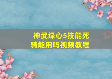 神武绿心5技能死骑能用吗视频教程