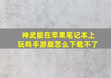 神武能在苹果笔记本上玩吗手游版怎么下载不了