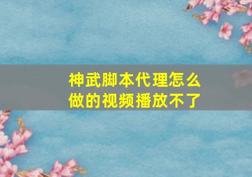 神武脚本代理怎么做的视频播放不了