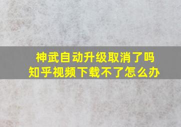 神武自动升级取消了吗知乎视频下载不了怎么办