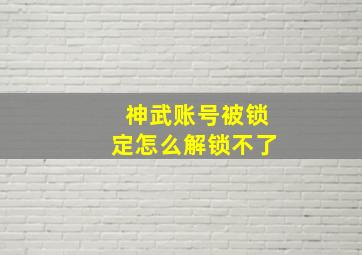 神武账号被锁定怎么解锁不了