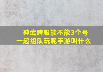 神武跨服能不能3个号一起组队玩呢手游叫什么