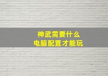 神武需要什么电脑配置才能玩