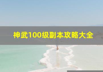 神武100级副本攻略大全