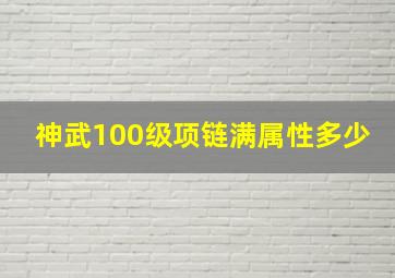 神武100级项链满属性多少