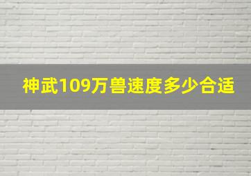 神武109万兽速度多少合适