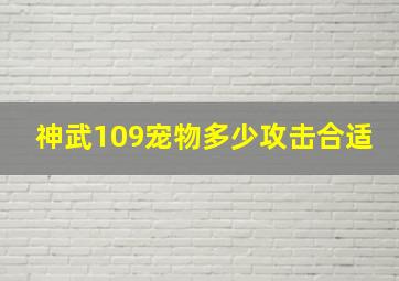 神武109宠物多少攻击合适