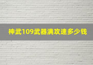 神武109武器满攻速多少钱