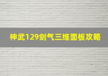 神武129剑气三维面板攻略