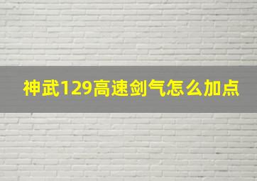 神武129高速剑气怎么加点