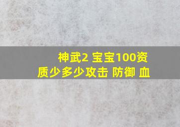 神武2 宝宝100资质少多少攻击 防御 血