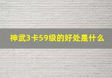 神武3卡59级的好处是什么