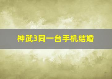 神武3同一台手机结婚