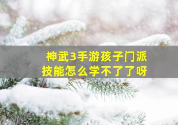 神武3手游孩子门派技能怎么学不了了呀