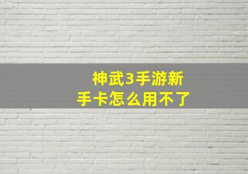 神武3手游新手卡怎么用不了