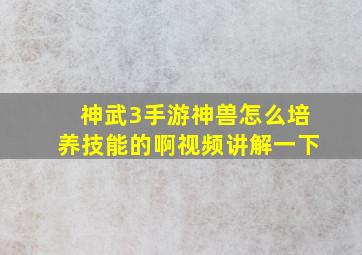 神武3手游神兽怎么培养技能的啊视频讲解一下