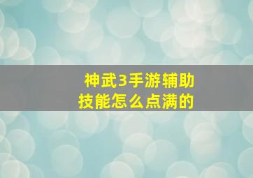 神武3手游辅助技能怎么点满的