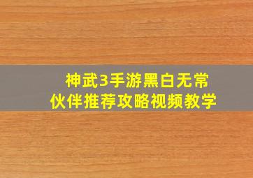 神武3手游黑白无常伙伴推荐攻略视频教学