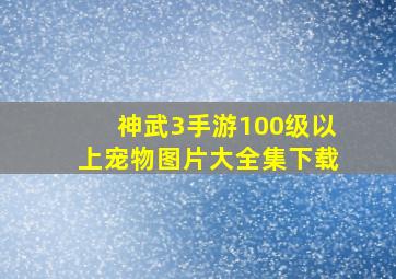 神武3手游100级以上宠物图片大全集下载