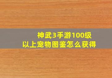 神武3手游100级以上宠物图鉴怎么获得