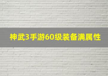 神武3手游60级装备满属性