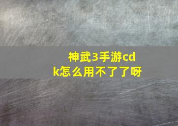 神武3手游cdk怎么用不了了呀