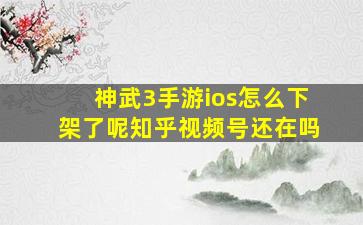 神武3手游ios怎么下架了呢知乎视频号还在吗