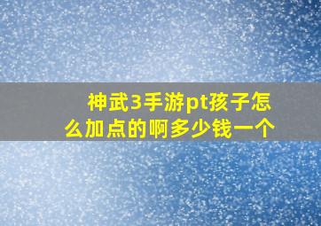 神武3手游pt孩子怎么加点的啊多少钱一个