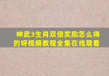 神武3生肖双倍奖励怎么得的呀视频教程全集在线观看