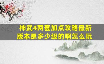 神武4两套加点攻略最新版本是多少级的啊怎么玩