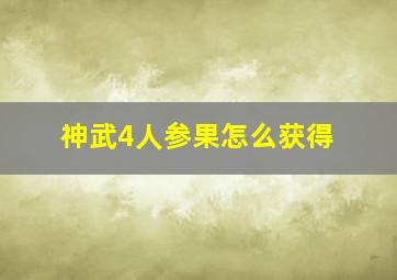 神武4人参果怎么获得