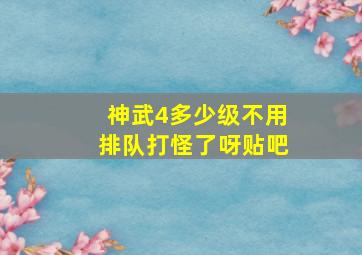 神武4多少级不用排队打怪了呀贴吧