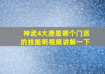 神武4大唐是哪个门派的技能啊视频讲解一下