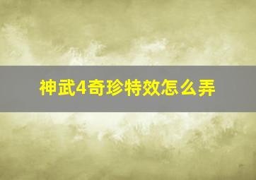 神武4奇珍特效怎么弄