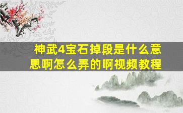 神武4宝石掉段是什么意思啊怎么弄的啊视频教程