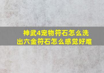 神武4宠物符石怎么洗出六金符石怎么感觉好难